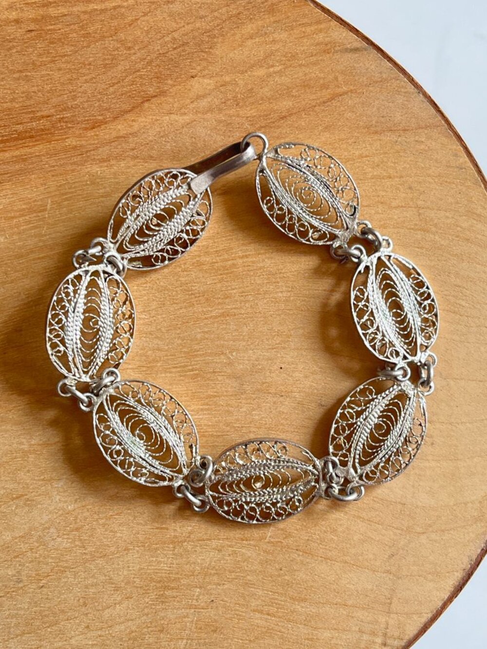 Vintage Silver Filigree Lattice Link Bracelet